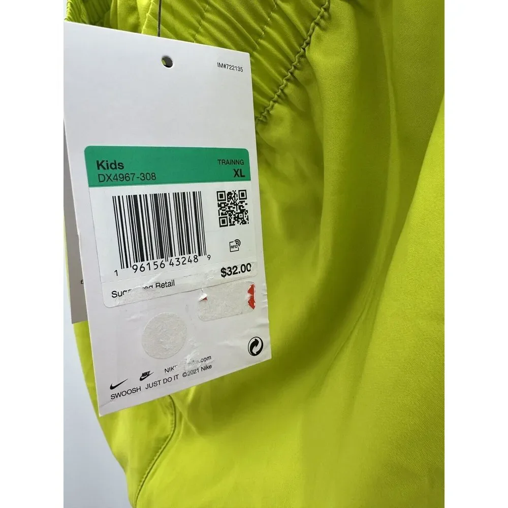 Nike One Girl's Dri-Fit High-Waisted Lined Training Shorts Youth XL Green DX4967
